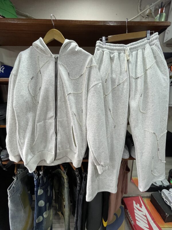 1. Ensemble Hoodie Zippé & Jogging "Pearl Grey"