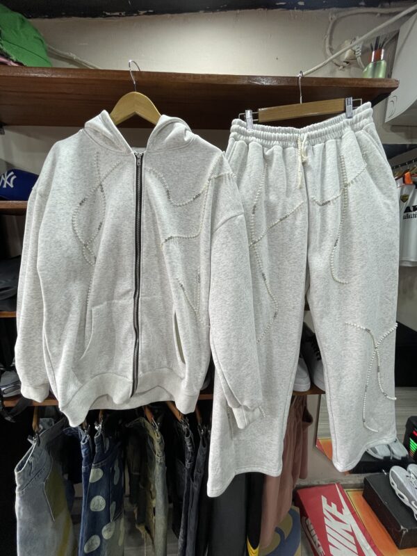 1. Ensemble Hoodie Zippé & Jogging "Pearl Grey"