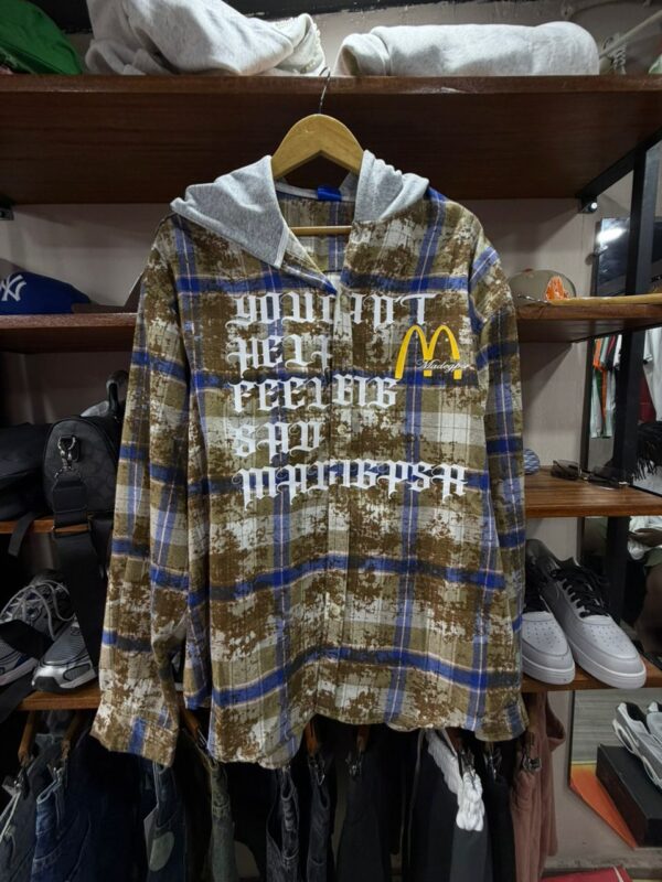 Surchemise à Capuche Flanelle "Madegpar" – Style Grunge & Patchwork Industriel