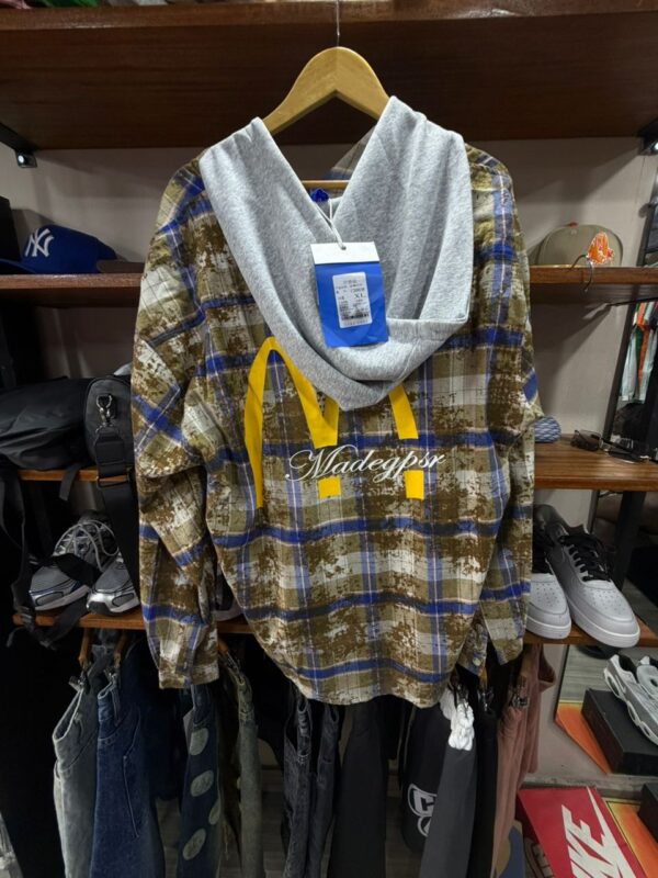 Surchemise à Capuche Flanelle "Madegpar" – Style Grunge & Patchwork Industriel